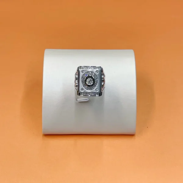 Celoray Custom 9K White Gold Vintage Man Ring with Baugettte cut Diamonds