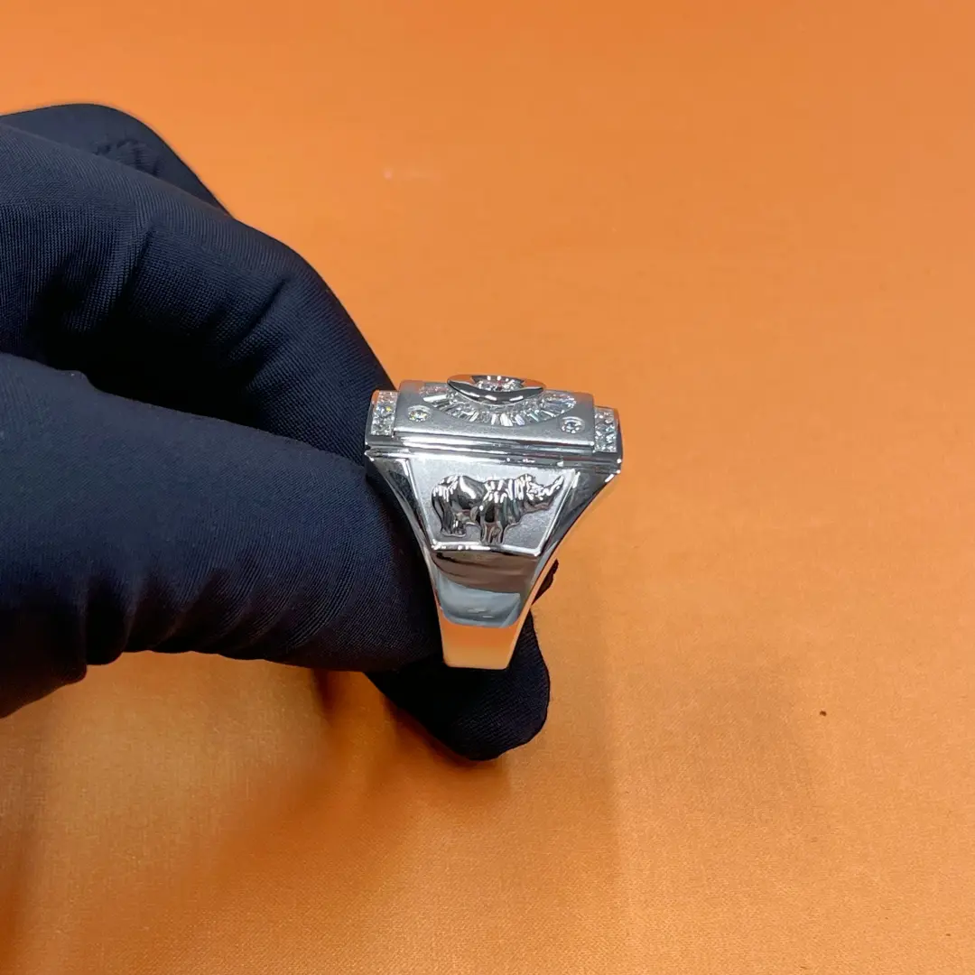Celoray Custom 9K White Gold Vintage Man Ring with Baugettte cut Diamonds Celoray Custom 9K White Gold Vintage Man Ring with Baugettte cut Diamonds