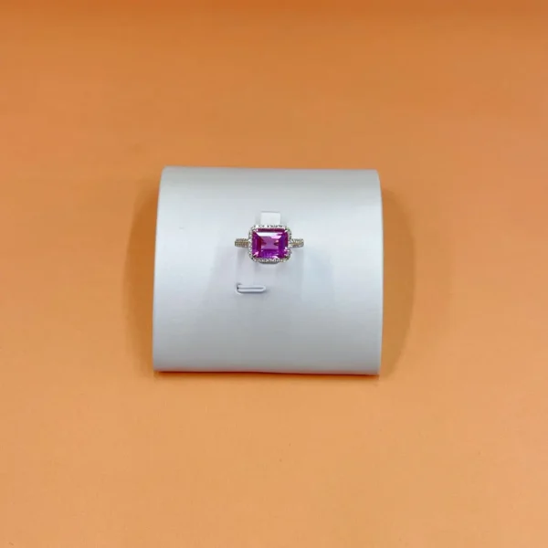 Celoray Custom 9K Yellow Gold 5 Carat Lab Pink Sapphire Double Halo Diamond Ring