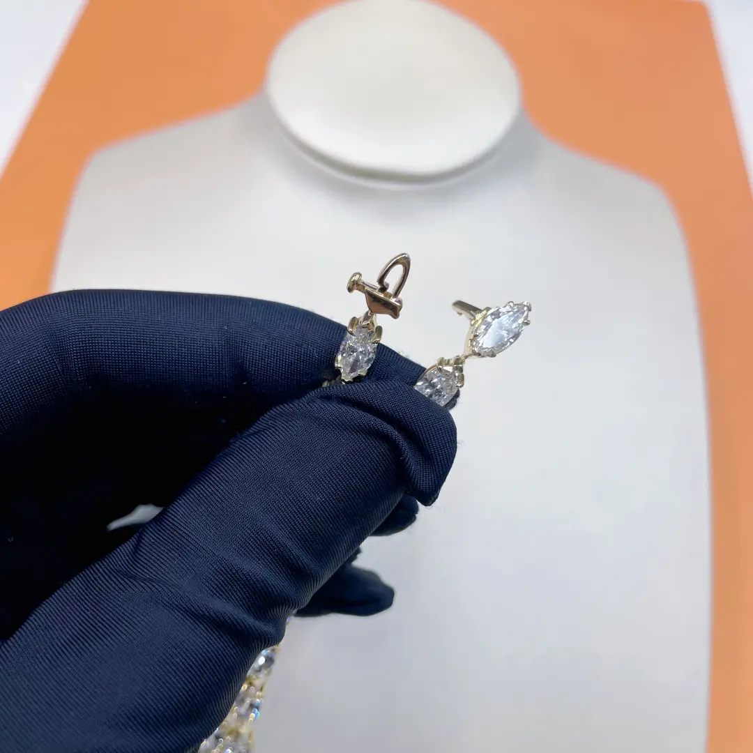 Celoray Custom 9K Yellow Gold Marquise Cut Diamond Tennis Necklace for Women Celoray Custom 9K Yellow Gold Marquise Cut Diamond Tennis Necklace for Women